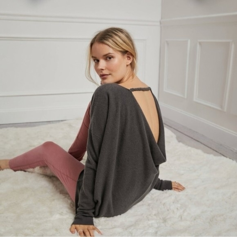 ANTHROPOLOGIE Saturday Sunday Reese Cashmere Low Back Jumper Grey Sz Small EXC